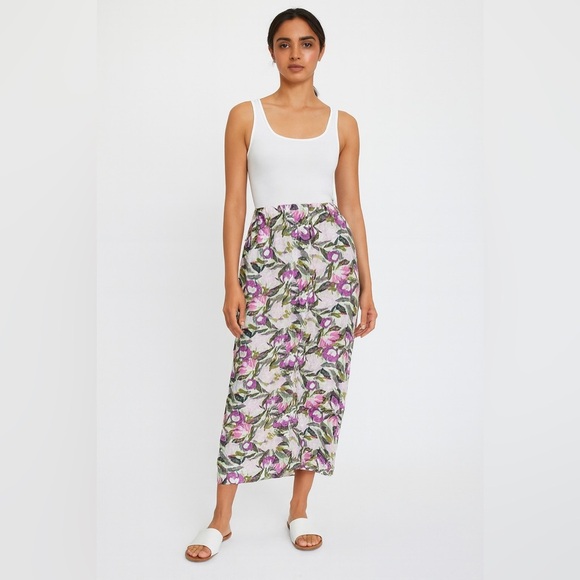 dip Dresses & Skirts - Dip Floral Maxi Button Up Elastic Waist Soft Skirt size Large